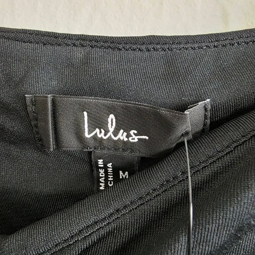 NEW Lulus Incredibly Posh Black Ruched Asymmetrical Midi Dress - Picture 9 of 13